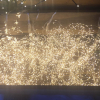Cascata di 15 fili luminosi in metallo argento, 600 microled luce calda fissa, uso interno ed esterno, lunghezza 2 + 4 metri