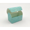 Cofanetto in cartoncino fantasia turchese, base 45x70mm, altezza 52mm, confezione da 10 pezzi