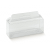 Scatola valigetta in plastica trasparente con maniglia e base rettangolare
