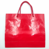 Shopper rosso plastificato lucido Elegant chic con maniglia cordone cotone