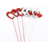 Cuore pick rosso e bianco diametro 10 cm, altezza 45 cm confezione 6 pezzi assortiti