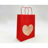 Shopper rosso Heart  con finestra e maniglia ritorta, confezione da 12 pezzi