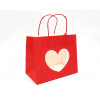 Shopper rosso Heart  con finestra e maniglia ritorta, confezione da 12 pezzi