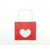 Shopper rosso "Heart"  con finestra e maniglia ritorta, confezione da 12 pezzi