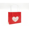 Shopper rosso "Heart"  con finestra e maniglia ritorta, confezione da 12 pezzi