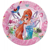 Piatto in cartoncino fantasia Winx, diametro 20 cm, confezione da 8 pezzi