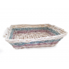 Cesto rettangolare in legno bianco wash, formato 37x48 cm, altezza 12 cm