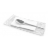Cucchiaio biodegradabile in CPLA monoimbustato con tovagliolo 2 veli 33x33, cartone da 200 pezzi