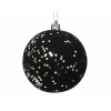 Sfera infrangibile nera con paillettes argento, diametro 8 cm