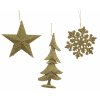 Decoro natalizio oro glitter, altezza 10.5 cm, soggetti assortiti