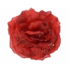 Rosa rossa con ghiaccio glitter su clip, diametro 14 cm