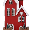 Casetta di legno con piedistallo e luci led, altezza 56.5 cm