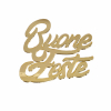 Pick in legno scritta Buone Feste oro, 6x5 cm, confezione da 10 pezzi
