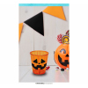 Bicchiere in plastica arancione stampa Zucca, altezza 10 cm
