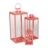 Lanterna in metallo rosa a base quadrata, vari formati