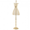 Manichino Royal in rete di metallo oro, 30x44 cm, altezza 150 cm