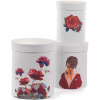 Scatola in cartone crema con decori bordeaux, vari formati