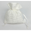 Sacchetto in tessuto bianco con pizzo, 10x12 cm, confezione da 12 pezzi