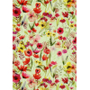 Carta da regalo Raso fantasia floreale, fondo verde, formato 70x100 cm, confezione da 25 fogli