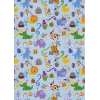 Carta da regalo Raso fantasia bambino con animali, fondo azzurro, formato 70x100 cm, confezione da 25 fogli
