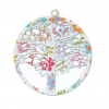 Ciondolo con foto Albero della vita multicolore diametro 4cm, confezione da 12 pezzi