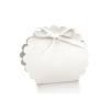 Scatola tonda in cartoncino bianco con nastro per chiusura, 4x5.8x8.5 cm, confezione da 10 pezzi