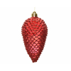 Addobbo pigna infrangibile rosso con glitter, altezza 12cm, confezione da 4 pezzi