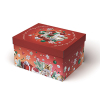 Scatola base rettangolare con coperchio, fantasia rossa Christmas Party, cartone da 10 pezzi, vari formati