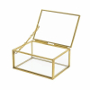 Portapianta Terrarium quadrato in vetro e metallo oro, larghezza 12x12 cm, altezza 5.2 cm