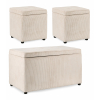 Pouf contenitore in legno rivestito con velluto a coste, 40x40 cm, altezza 40 cm, vari colori