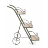 Scaffale pieghevole a 3 ripiani in acciaio verniciato verde scuro con ruote, altezza 78 cm