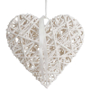 Cuore in rattan bianco da appendere, diametro 7 cm