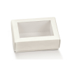 Scatola quadrata in cartoncino bianco con coperchio finestrato trasparente, confezione da 10 pezzi, vari formati
