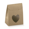 Sacchetto in cartone avana con finestra a cuore, altezza 8 cm, confezione da 10 pezzi