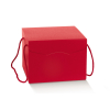 Scatola Segreto automontante con cordini, base rettangolare in cartone rosso, 29x35.5x19.5 cm