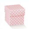 Scatola Cubetto in cartoncino fantasia pois con coperchio, formato 5x5x5cm, confezione da 10 pezzi