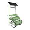 Fioriera in metallo verde a forma di carretto, altezza 188 cm