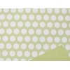 Carta da regalo in rotolo stampa Ritmo con pois bianchi, fondo e interno verde chiaro, altezza 1 metro, lunghezza 25 metri