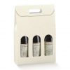 Scatola porta bottiglie in cartone bianco effetto pelle con finestra e maniglia superiore, cartone da 30 pezzi, vari formati