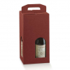 Scatola porta bottiglie in cartone bordeaux effetto tessuto con finestra e maniglia superiore, vari formati