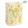 Shopper in carta fantasia Folky Easter con maniglia verde chiaro, formato 17x12+8 cm, confezione da 5 pezzi