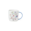 Tazza in porcellana stampa fiori con manico azzurro, varie capacità
