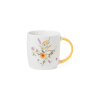 Tazza in porcellana stampa fiori con manico giallo, varie capacità
