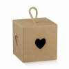 Scatola Cubetto in cartoncino con sagoma cuore con cordino, formato 5x5x5cm, confezione da 10 pezzi
