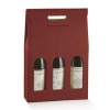 Scatola porta bottiglie in cartone bordeaux effetto tessuto con finestra e maniglia superiore, vari formati