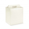 Scatola per confezioni regalo in cartone bianco perlato con maniglia superiore esterna, vari formati