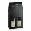 Scatola porta bottiglie in cartone nero lucido con finestra e maniglia superiore, 9x18x38.5 cm
