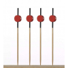 Spiedino in bamboo modello Akita con decorazione rossa, lunghezza 9 cm, confezione da 100 pezzi