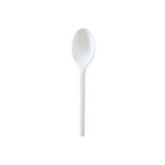 Cucchiaio  bianco C PLA biodegradabile e compostabile 16.5cm, confezione da 50 pezzi