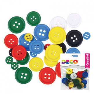 Bottone in legno, colore e diametro assortiti, confezione da 30 pezzi